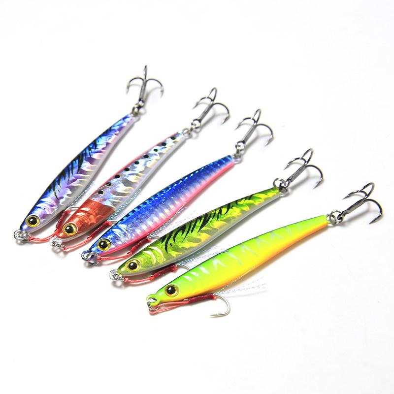 Big Plum Shark Lure Double Hook Long-Throwing Iron Plate Lure Gold-Plated Sequin Bass Pike Artificial Hard Bait