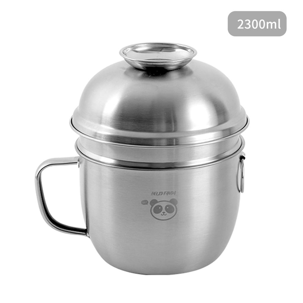 Двухслойный ланч-бокс из нержавеющей стали 304 с крышкой, портативные контейнеры для еды большой емкости, подогреваемая миска для лапши рамэн