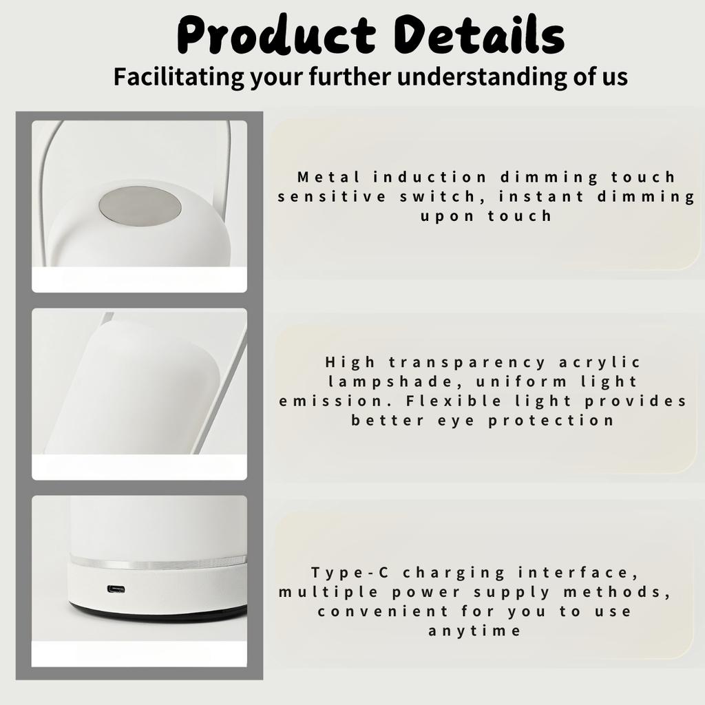 Portable USB Charging Night Light Tri Color Dimming Lamp for Restaurants Bedrooms Bars Outdoor Camping