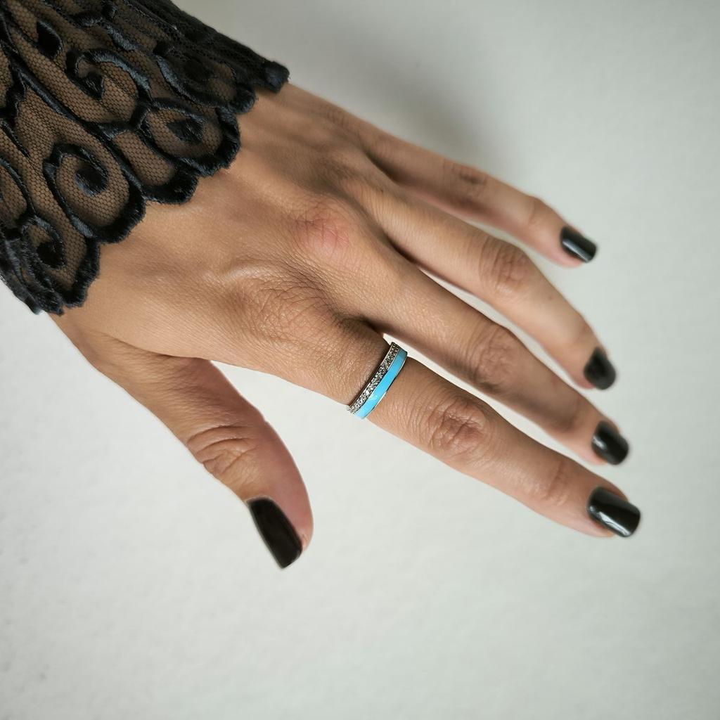 Silver Ring with Cubic Zirconia, Enamel, Product Weight 2.57 G (60002232)