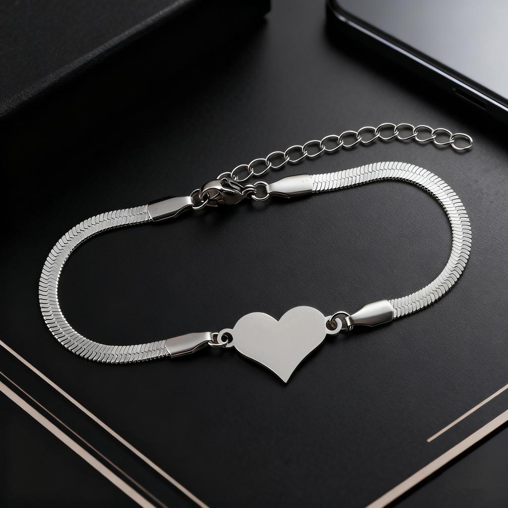 Atoztide Engrave Name Heart Star Bracelet For Women Men Stainless Steel Jewelry Blade Chain Personalized Couple Christmas Gift