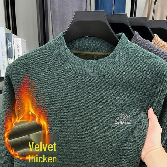 Men's Velvet Thick Winter Knit Chenille High-Collar Sweater