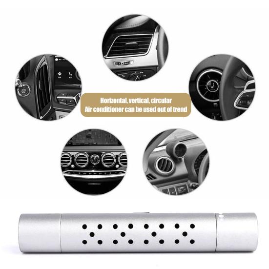 6 шт./компл., металлический вращающийся конец, автомобильный зажим для ароматерапии с 5 цилиндрическими палочками для заправки эфирного масла, компактный размер, удобный ароматизатор, автоматическое вентиляционное отверстие