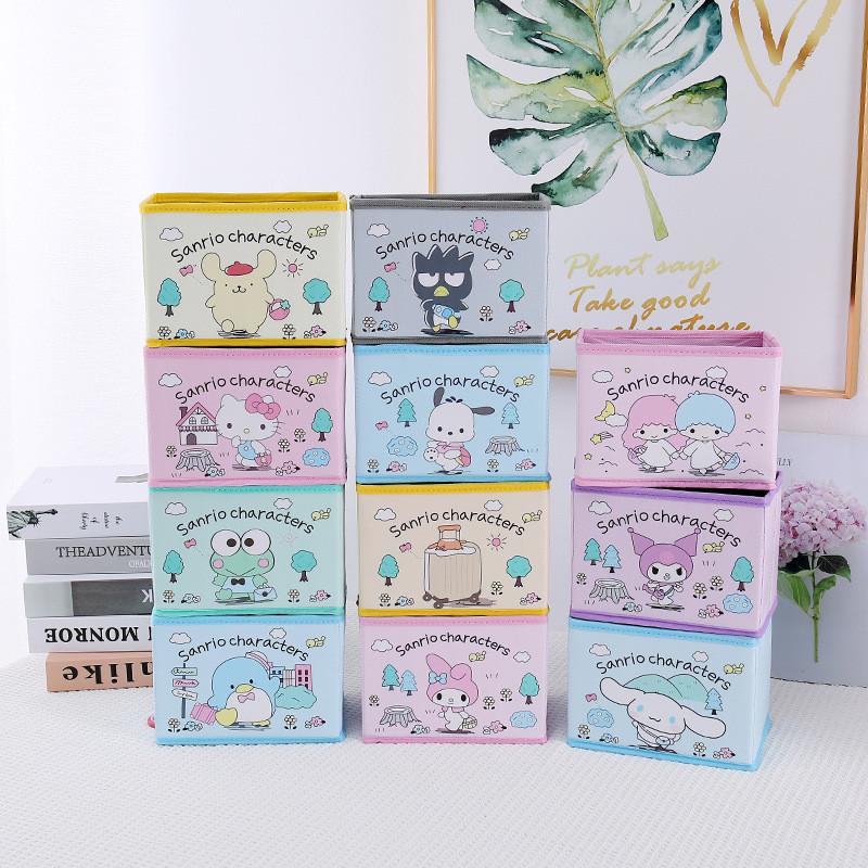 Складная настольная коробка для хранения с рисунком Hello Kitty, Куроми, Синнаморолл, Мой Мелоди для офиса и спальни, для наведения порядка