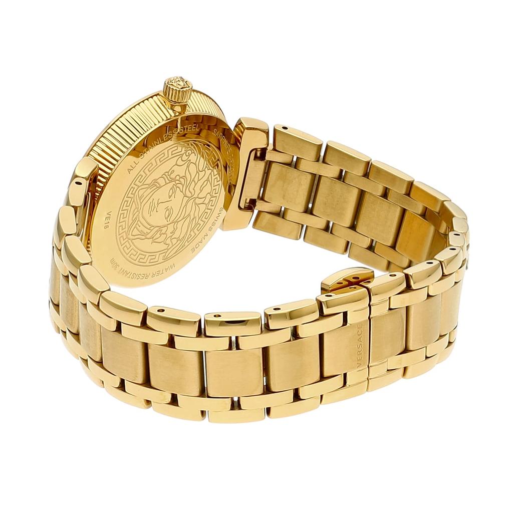 Часы DAPHNIS с белым циферблатом из нержавеющей стали и сапфировым стеклом, кварцевые, 35 мм, швейцарские часы V16070017, золотые [Versace] женские [Товар]