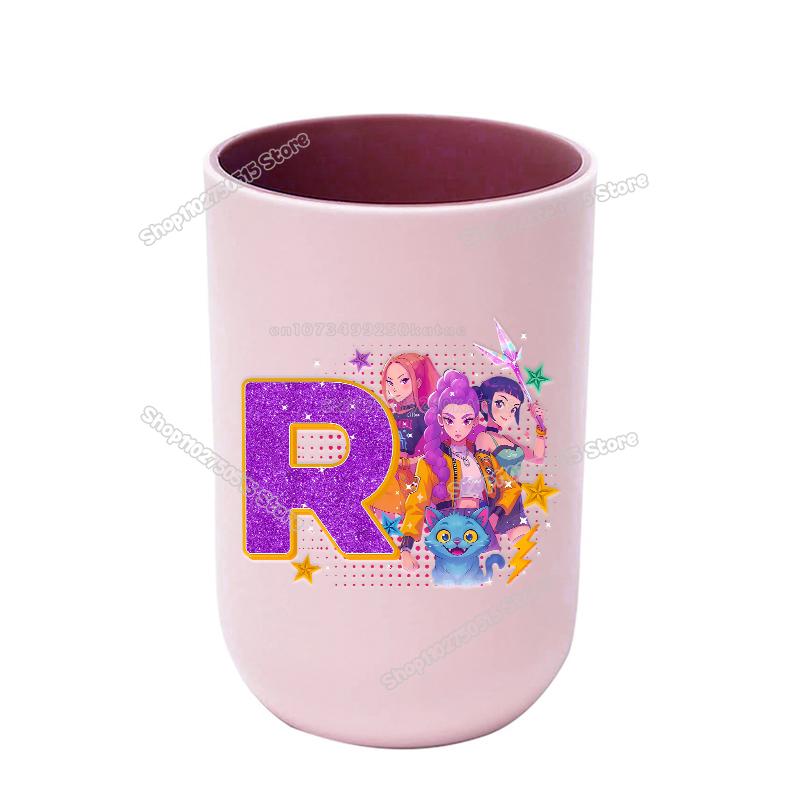 KPop Demon Hunters Letter A-Z Kids Toothbrush Cup Rumi Mira Zoey Girl Washing Mouth Mugs Water Cup Bathroom Toothbrush Holder