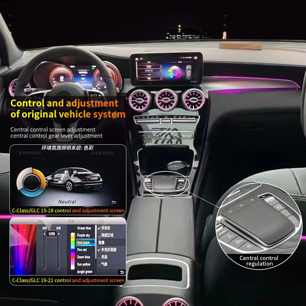 3/64 Цвета Подсветка салона для переднего пассажира и подсветка ног Декоративное освещение салона для Mercedes-Benz C/GLC Class W205 X253