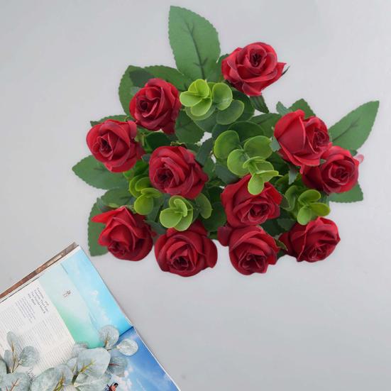 1 букет, имитация цветка, 11 голов, реквизит для фотосессии без полива, привлекательный свадебный букет, искусственный цветок розы, домашний декор