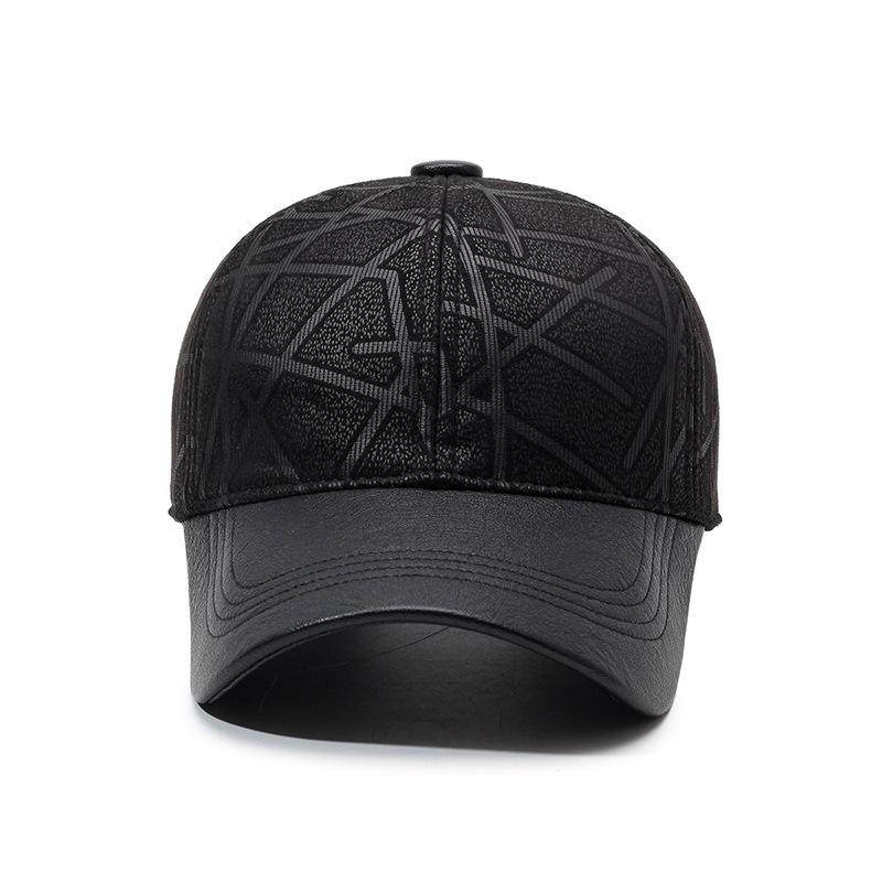 Baseball Cap Outdoor Thermal Visor Hat Middle-Aged And Elderly Leather Cap Simple Casual Men'S Leather Hat