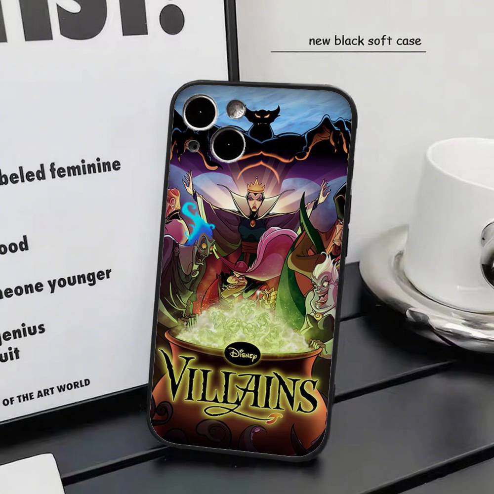 Злодеи Диснея Для iPhone 17 air 16 15 14 13 12 11 Pro Черный Мягкий Чехол для Телефона