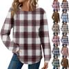 Women's Plaid Print Round Neck Long Sleeve Casual Loose Top