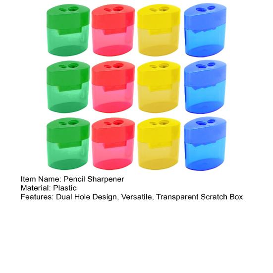 Double Hole Pencil Sharpener with Lid Plastic Manual Pencil Sharpener Portable Colored Pencil Sharpener for Kids Adults Students School Office