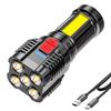 5 LED Super Bright Flashlight Rechargeable Outdoor Multi-function Waterproof Led Long-range Spotlight Battery Display COB Light