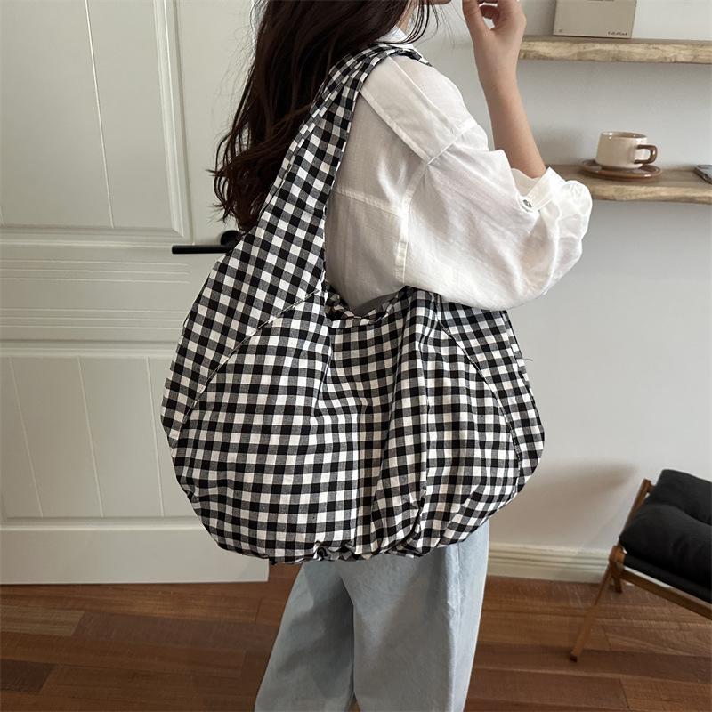 Purple Line Plaid Checkerboard Shoulder Bag Casual Small Fresh And Cute Women's Bag