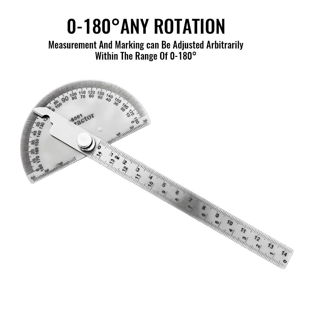 180 Degree Angle Meter Protractor Ruler Stainless Steel Goniometer Woodworking Measurement Tool Metal Finder For Carpentry Diy Home Workshop Layout