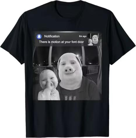 New Fashion There Is MoveUnisext At Your Front Door John Pork Tung Tung Tung Sahur Meme TShirt YK Slogan Graphic Unisex