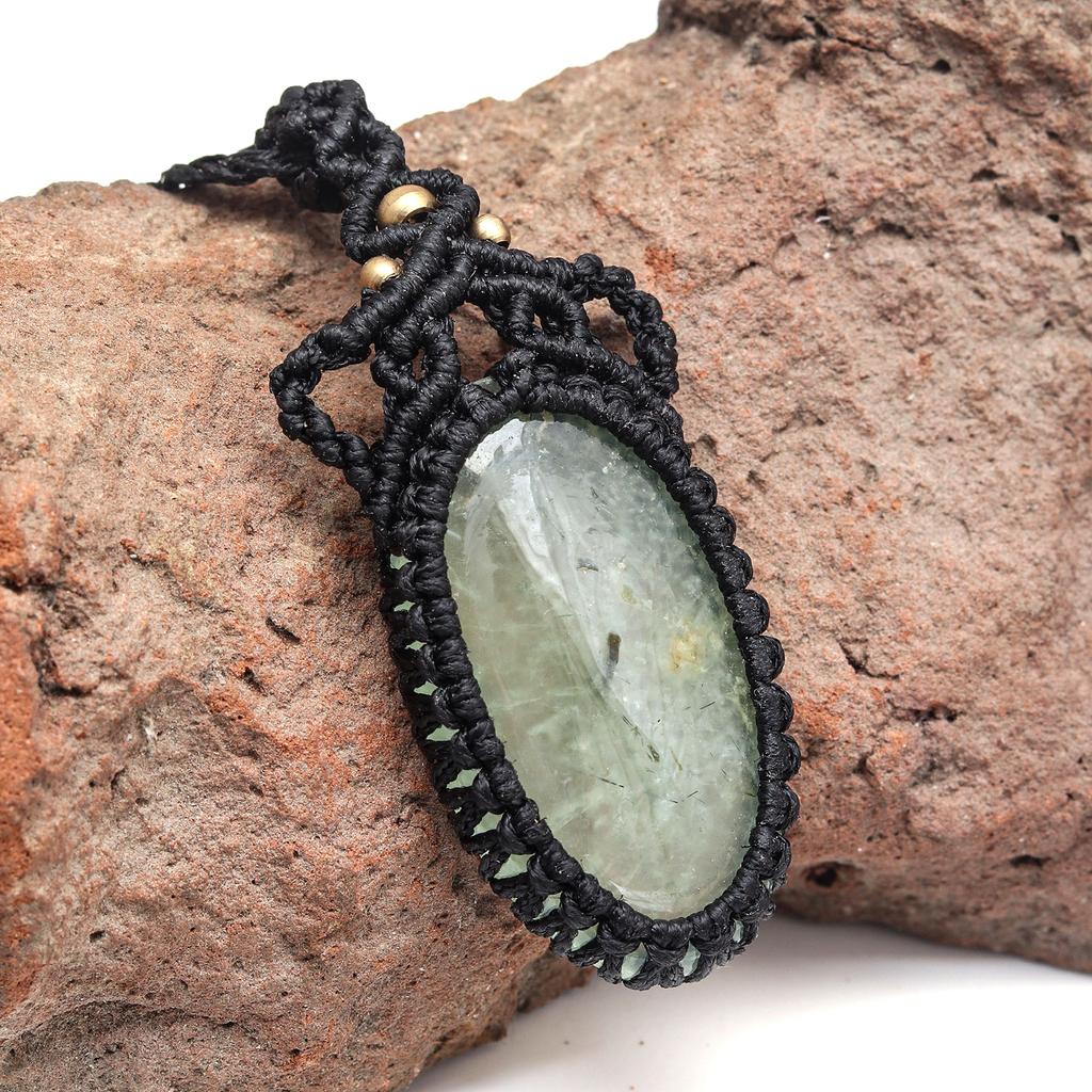 Пренит кабошон драгоценный камень Holloween Gifted Jewelry Macrame Ожерелье 20-32 дюйма