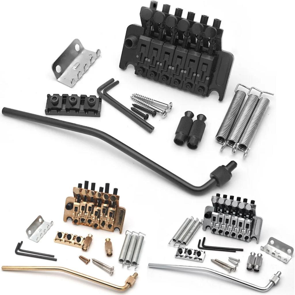 Двухточечная система тремоло-бриджа с рычагом для электрогитары, Цвет Черное Золото Хром, Гитарная Деталь