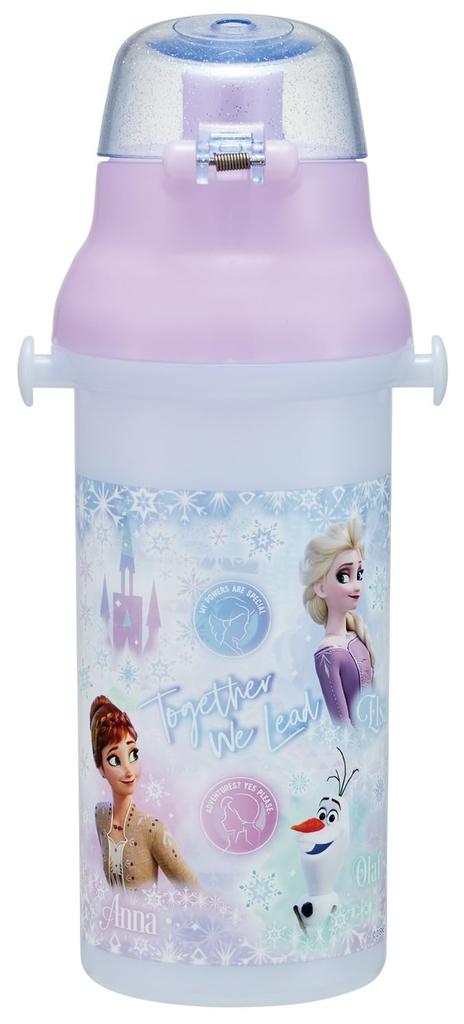 Детская бутылка для воды для питья напрямую, пластик, 480 мл, открытие/закрытие одним нажатием, можно мыть в посудомоечной машине, сделано в Японии, Disney Frozen 26, размер для девочек