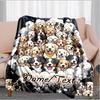 1PC Custom Name Puppy Cloud Art flannel blanket versatile,all-season throw suitable for the living room,bedroom,camping,travel,and gift