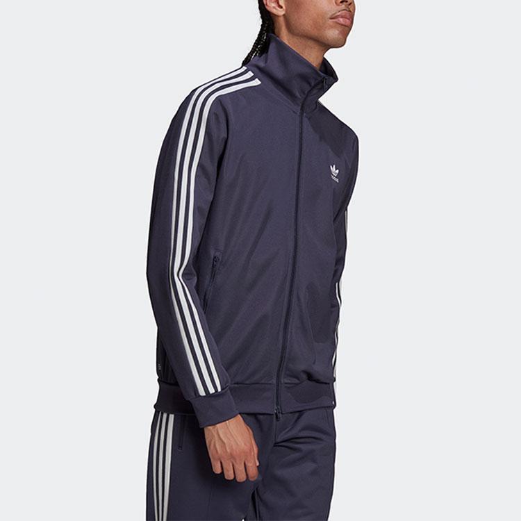 adidas Оригинальная спортивная куртка с воротником-стойкой и принтом трилистника, мужская верхняя одежда, темно-серая, темно-синяя, HB9445