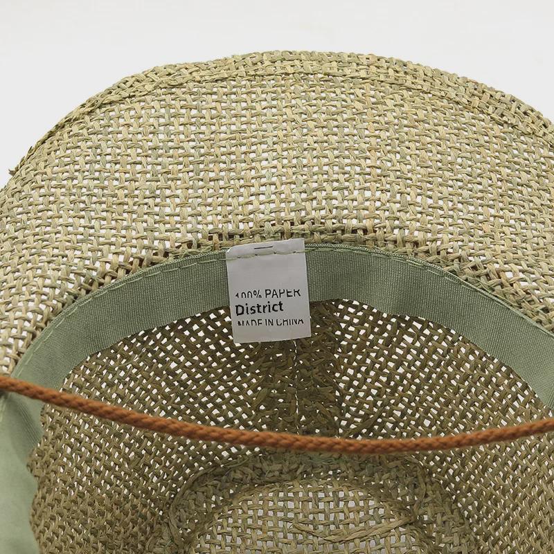 Соломенная шляпа от солнца в ковбойском стиле ручной работы - для отдыха на пляже