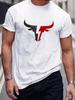 2024 New Summer Daily Casual Men's T-shirt Outdoor Street Men Fashion Short-sleeved Top 3D Bull Head Print Men's T-shirt