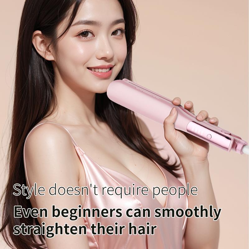 2-in-1 Hair Straightener Curling Iron Ceramic Plate Negative Ion Wide Plate Temperature Adjustable Hair Straightener
