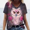 Plus Size 6XL Woman Short Sleeve V Neck T Shirt Loose Summer Women's Clothing T-Shirts Animals Owls T Shirt Oversize Pullover Woman Clothing