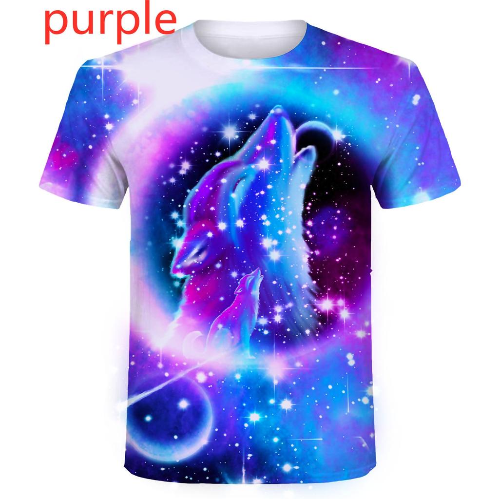 Мужская/женская футболка с крутым принтом и графическим принтом, большие размеры, летние модные футболки с короткими рукавами и 3D принтом волка