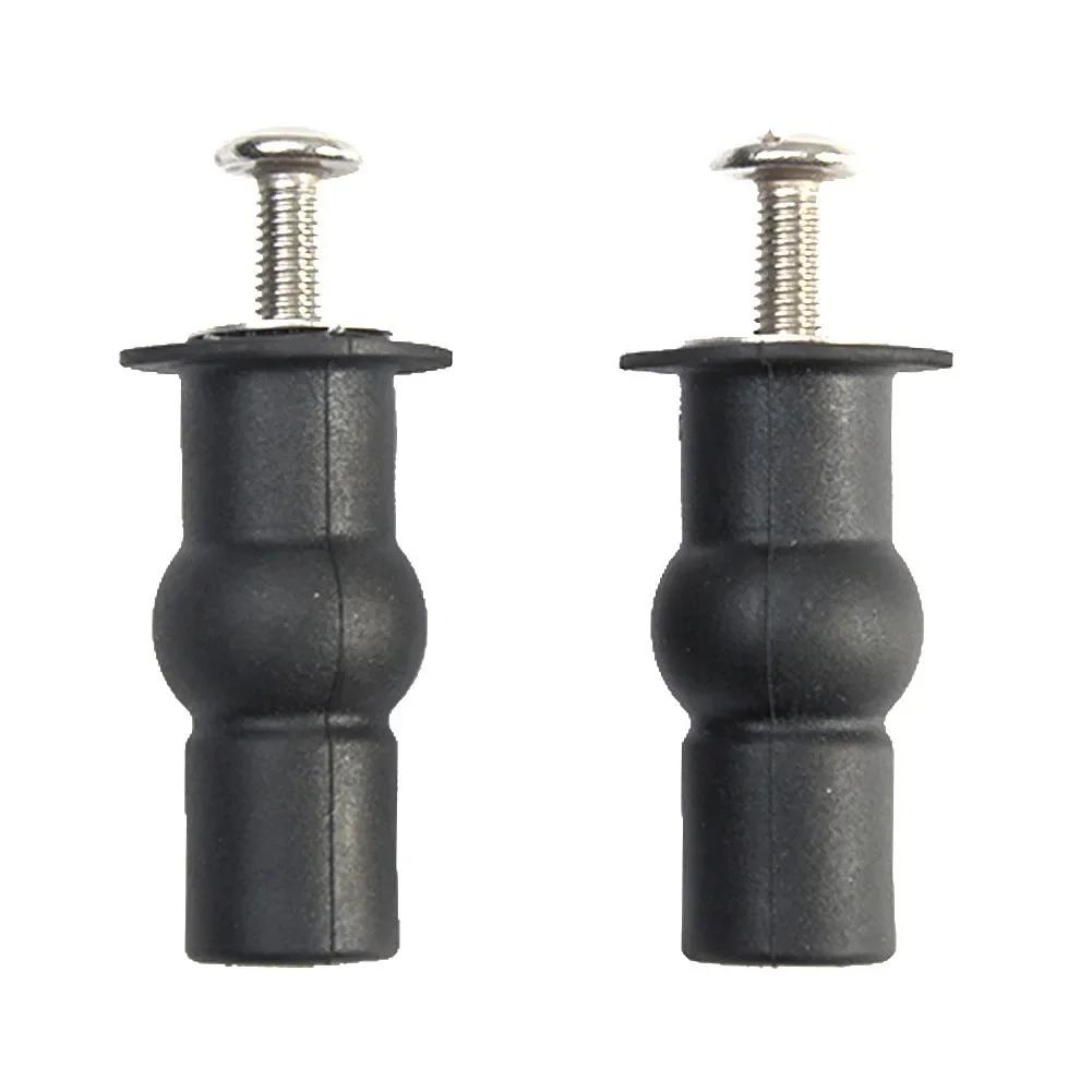 2pcs Black Fixing Nut Expansion Screw Screw Hinge With Thread Rubber Sleeve Stainless Steel Toilet Seat Top Universal Household