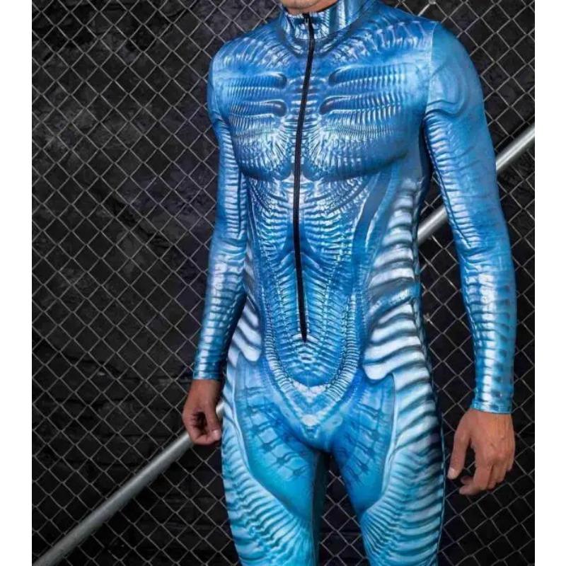 Мужские боди в стиле стимпанк для взрослых, комбинезон с роботом будущего, киберпанк, костюм на Хэллоуин, праздничную вечеринку, карнавальный костюм, комбинезоны с изображением инопланетянина, зентай