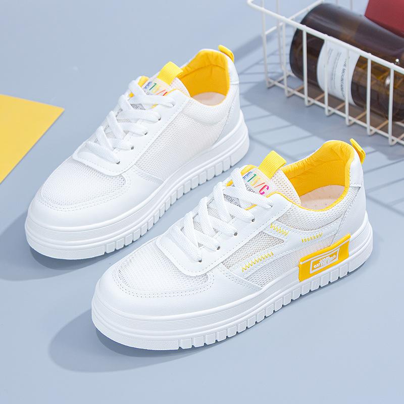 2024Женская обувь из искусственной кожи, женские кроссовки на платформе, женские кроссовки для бега, дышащая спортивная обувь, нескользящая женская обувь для бега