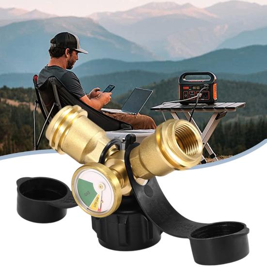 Yousheng 2-ходовой адаптер для газового баллона с индикатором уровня газа, металлический соединитель для пропанового баллона, преобразователь для газового баллона для приготовления пищи на открытом воздухе