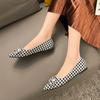 Spring and Autumn New Flat Flat Plaid Square Buckle Shoes Women Fashion Casual Light Work Women's Single Shoes