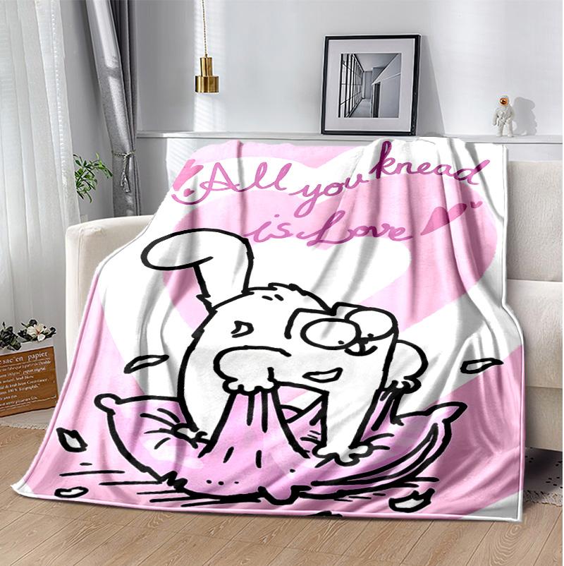 Simon'S Cat Flannel Blanket Soft Warm All-Season Throw, Design for Camping, Car Travel, Hiking Sofa, Bed, Office Perfect Gift for Parties