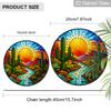 1pc 2D Flat Landscape Stained Glass Suncatcher, 6.3/7.87 Inch Desert Sunset Lake Glass Suncatcher, Southwestern Landscape Window Hanging, Warm Sunset