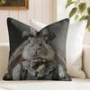 Rabbit Portrait Renaissance Cushion Cover Eco Linen Pillow Case DoubleSided Print Breathable Durable Zipper Home Decor Gift