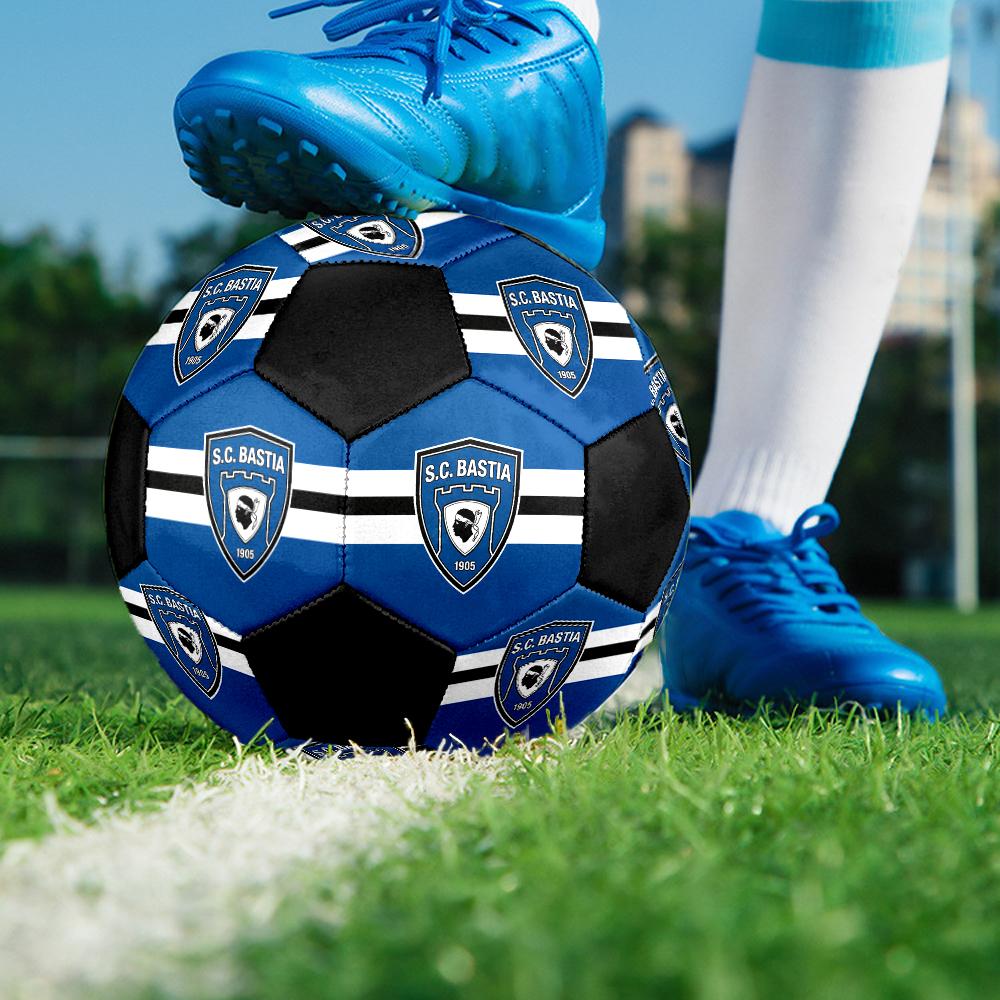 Футбольный мяч SC Bastia, разноцветный, подходит для всех возрастов, сшит на машине, материал ПВХ, соревновательного класса, прочный и с высоким отскоком