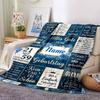 Blue Floral Birthday Greeting Blanket Customize Your Name Warmthful Decor Perfect For Sofa Couch Office Bed Picnics For All Occasions Stylish Decor