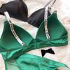 Комплект нижнего белья Ice Silk Comfort, женский сексуальный бюстгальтер Push Up с глубоким V-образным вырезом, регулируемый бюстгальтер с буквами и кружевными трусиками