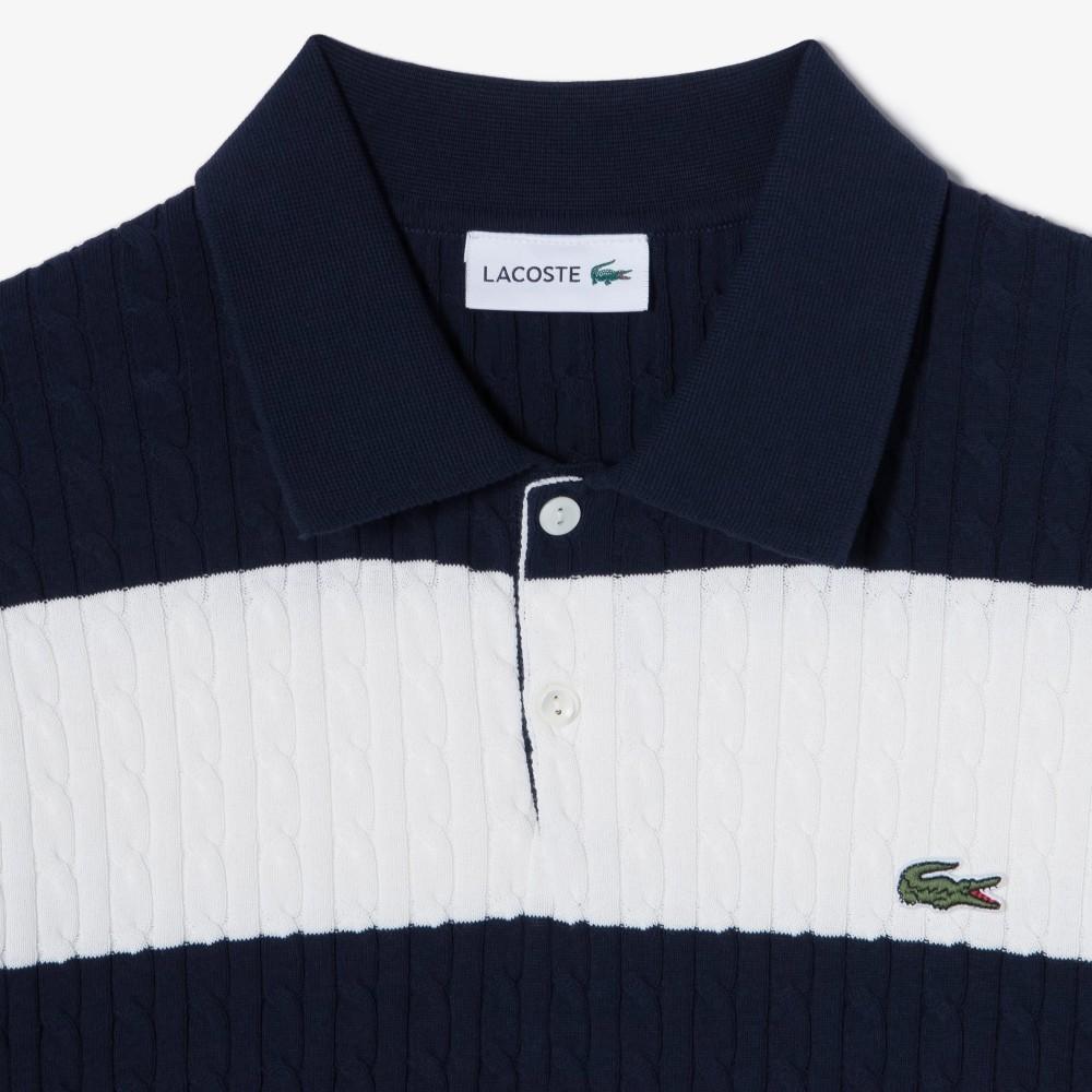 [lacoste] Men's Cable Short Sleeve Sweater Polo Shirt PH368E-56GHDE