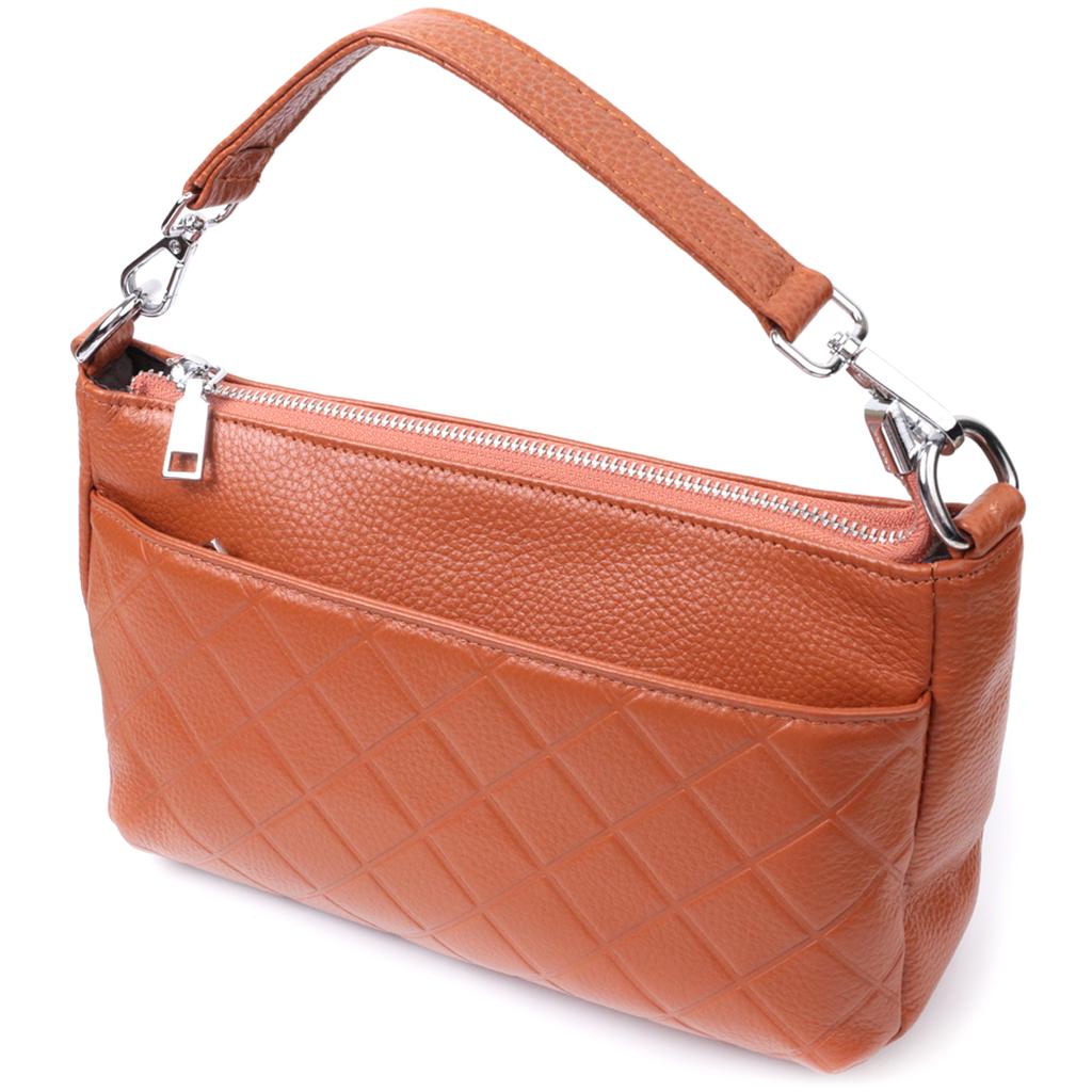 Сумка для женщин среднего размера на три отделения из натуральной кожи VINTAGE Bag 22804 Рыжий