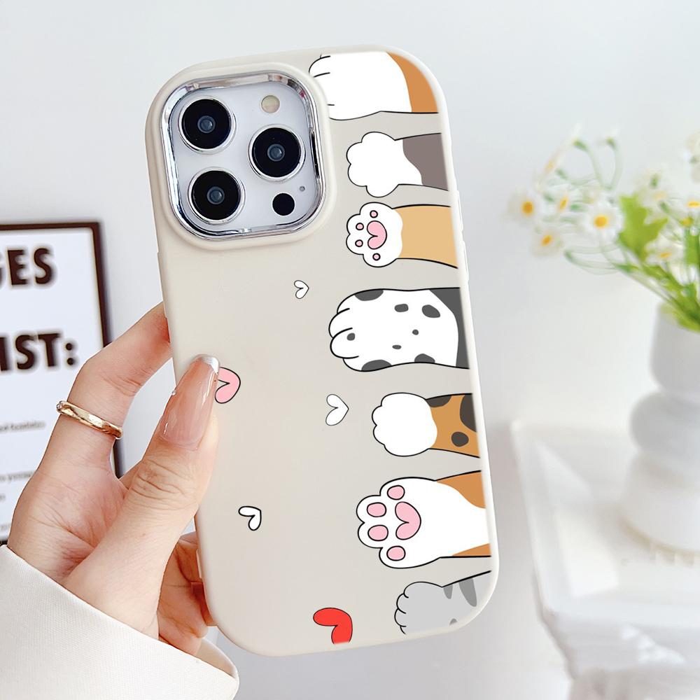 LZ9 мультяшный кот милый художественный дизайн мягкий чехол для телефона Samsung S24 Ultra S23 Plus S21 A16 A54 A34 A06 Infinix Hot 40 30i защита объектива противоударный чехол