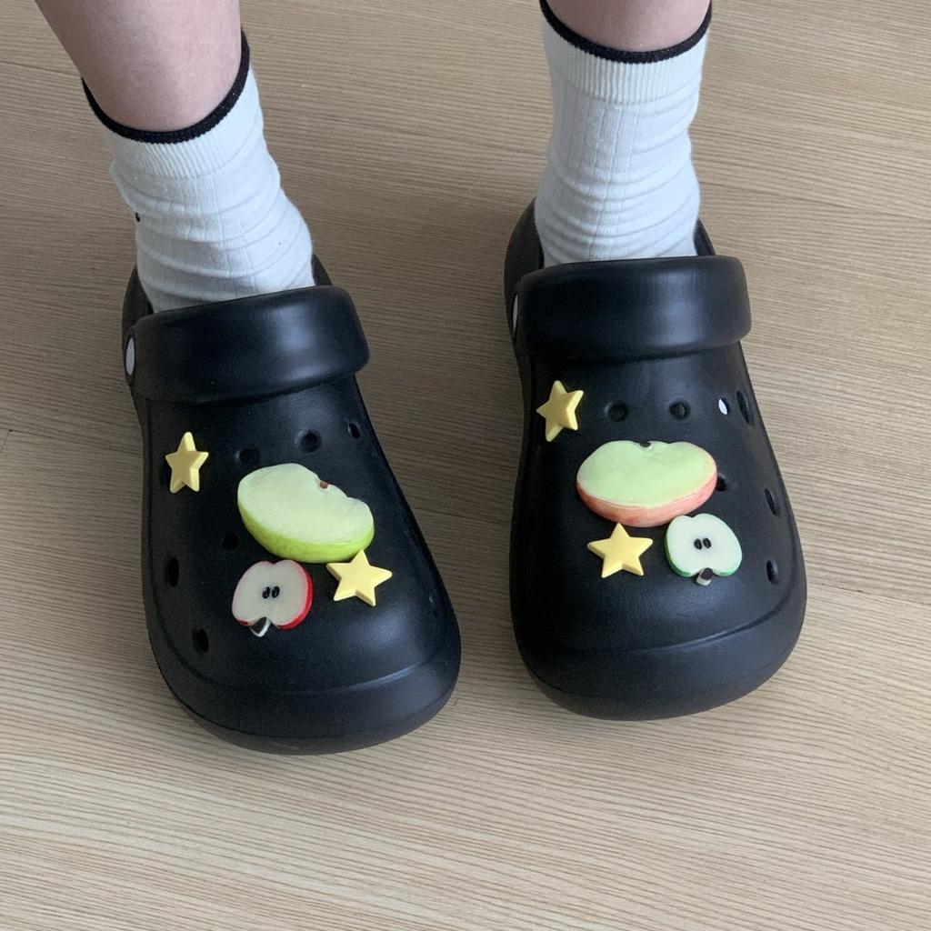 Cartoon Hole Shoes Women's New Summer Thick-soled Slippers Heightened and Breathable Outer Wear Non-slip Bag Head Slippers