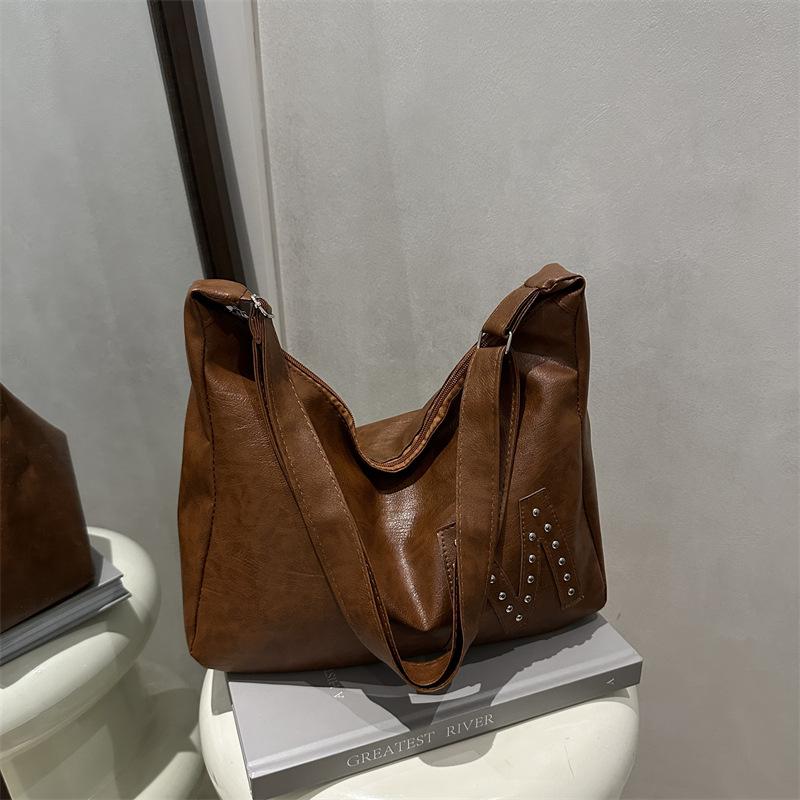 2025 large bag women's trendy Korean version versatile simple large capacity tote bag one-shoulder handbag soft material women's bag crossbody