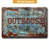 1 Piece Rustic Vintage "OUTHOUSE" Metal Tin Sign, 8x12 Inches (20x30 Cm), Retro Blue Distressed Look, Aluminum Wall Plaque