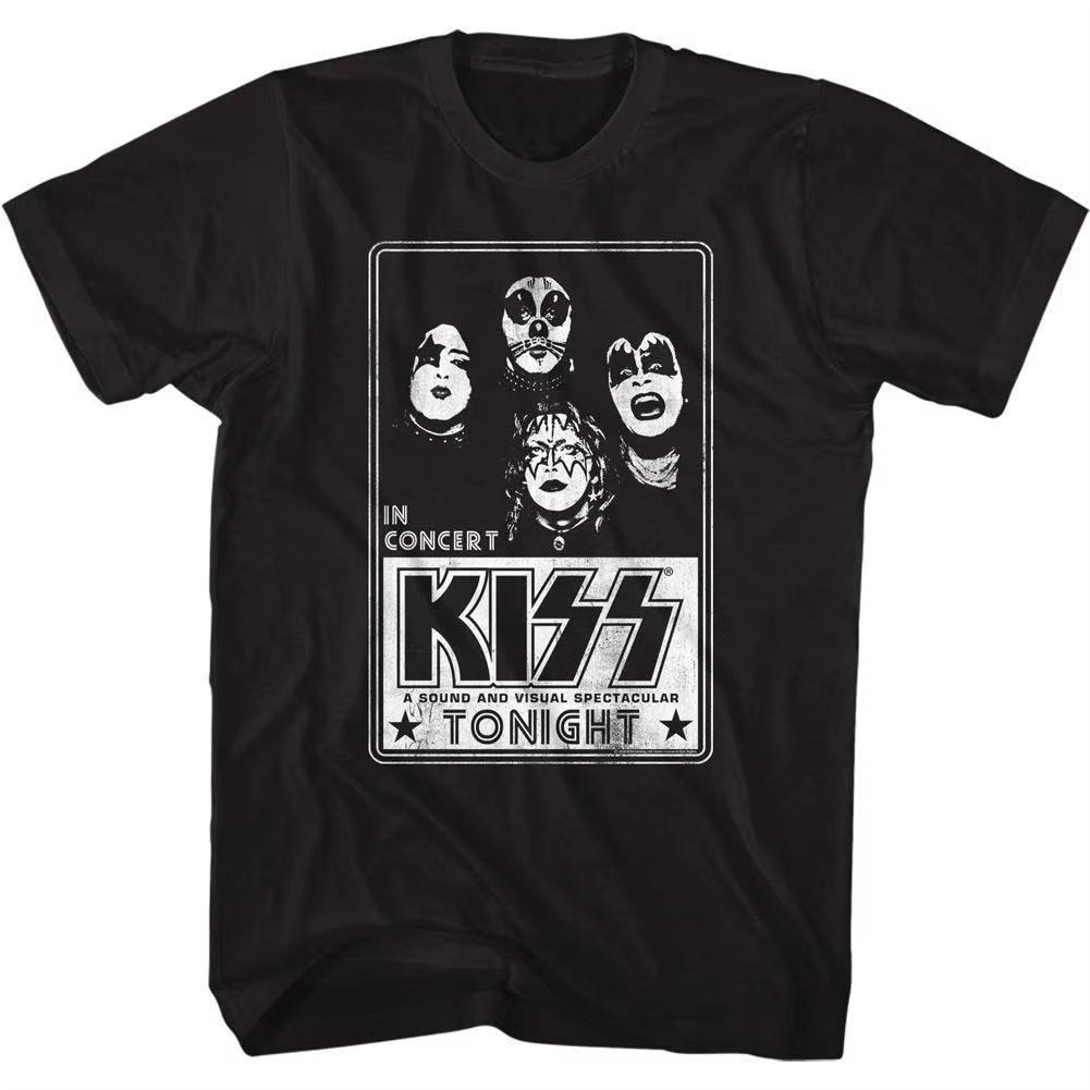 KISS Rockandroverover Графический Принт Летняя Осенняя Зимняя Мужская и Женская Футболка с Коротким Рукавом Повседневная Свободная Для Улицы
