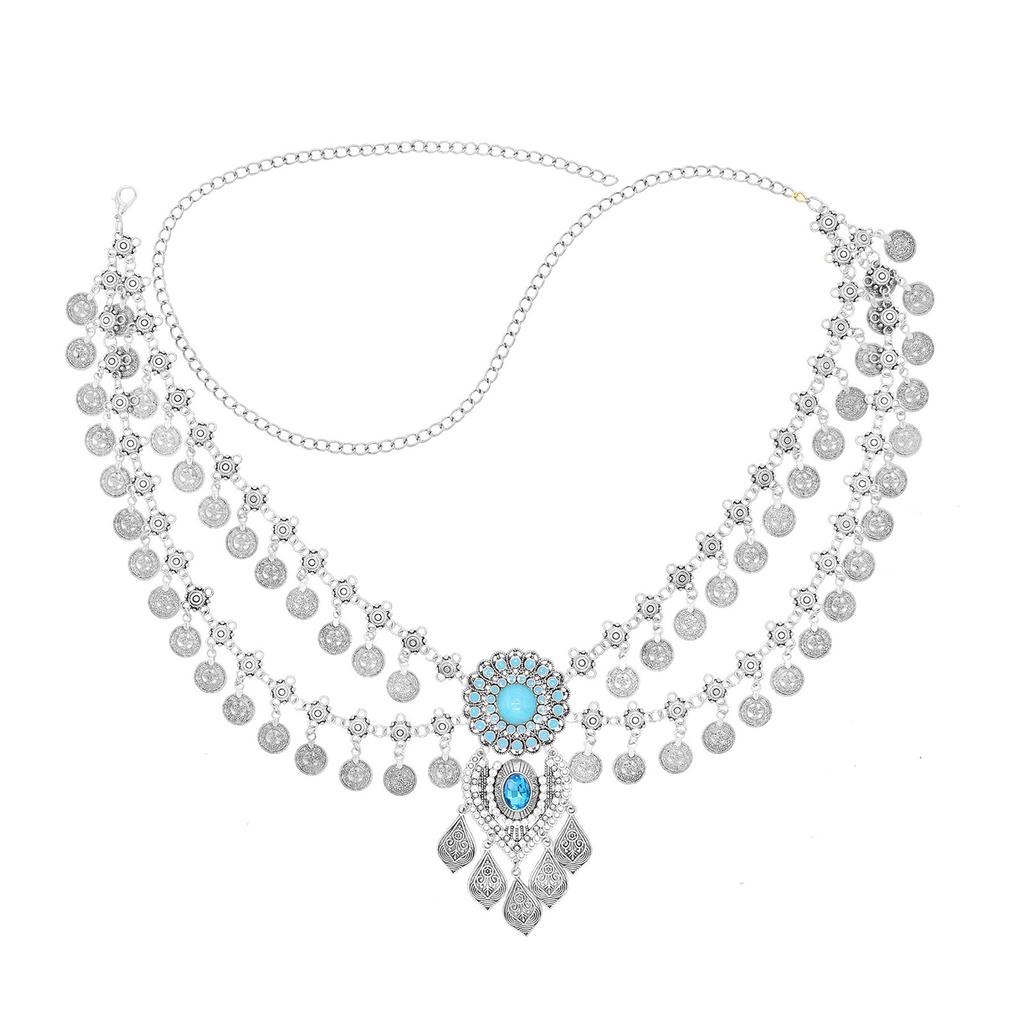 Ретро Цепь Пояс Многослойная Цепь для Талии с Монетой и Бахромой Дизайн для Костюмов для Танца Живота и Вечерних Нарядов