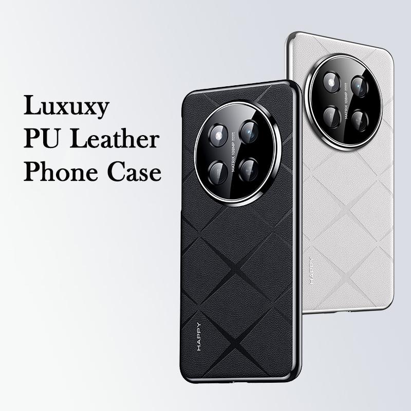 KEYSION Luxury Grid Pattern PU Leather Case for HONOR X9c Plating Hard PC Shockproof Phone Back Cover for Huawei Honor X9c 5G